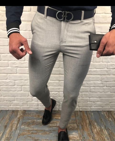 Мужские стильные и классические зауженные однотонные брюки (Черный) фото — Beauty&Fashion