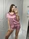 Женская однотонная шелковая пижама двойка (рубашка с коротким рукавом+шорты) (Темно-розовый) 014/21.58 фото 1 — Beauty&Fashion