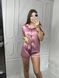 Женская однотонная шелковая пижама двойка (рубашка с коротким рукавом+шорты) (Темно-розовый) 014/21.58 фото 4 — Beauty&Fashion