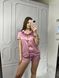 Жіноча однотонна шовкова піжама двійка (сорочка з коротким рукавом+шорти) (Темно-рожевий) 014/21.58 фото 2 — Beauty&Fashion