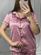 Жіноча однотонна шовкова піжама двійка (сорочка з коротким рукавом+шорти) (Темно-рожевий) 014/21.58 фото 7 — Beauty&Fashion