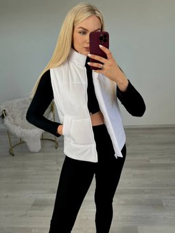 Женская классическая и стильная однотонная жилетка (Белый) фото — Beauty&Fashion