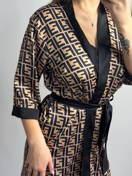 Нежный домашний комплект (халат+рубашка) женский черного цвета фото — Beauty&Fashion