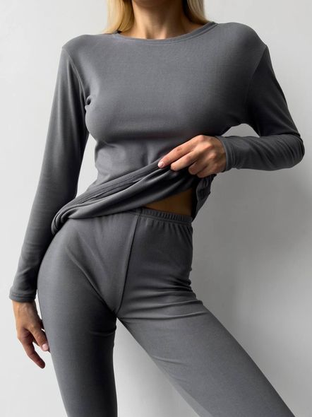 Тепла однотонна термокофта жіноча чорного кольору фото — Beauty&Fashion