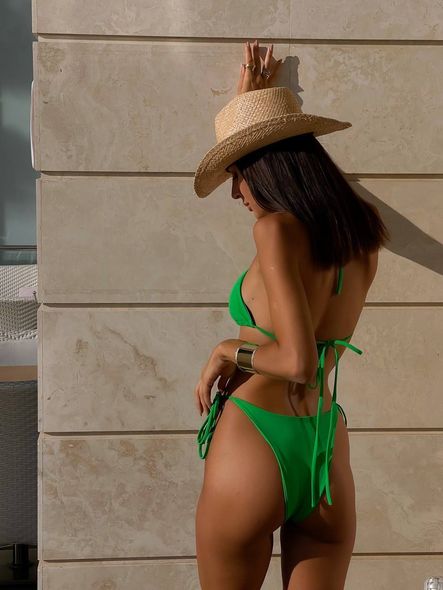 Женский раздельный купальник с завязками (Зеленый) фото — Beauty&Fashion