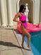 Суцільний купальник однотонний з чорними вставками на талії жіночий рожевого кольору 2561 фото 6 — Beauty&Fashion