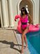 Суцільний купальник однотонний з чорними вставками на талії жіночий рожевого кольору 2561 фото 3 — Beauty&Fashion
