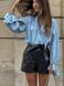Літня однотонна сорочка з льону жіноча блакитного кольору B776/869 фото 4 — Beauty&Fashion