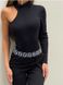 Однотонный боди с вырезом на плече в женский рубчик черного цвета  R1490/219 фото 3 — Beauty&Fashion