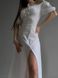 Однотонна сукня з відкритими плечима та розрізом жіноча білого кольору S824/825/1454 фото 5 — Beauty&Fashion