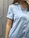 Жіноча однотонна шовкова піжама двійка (сорочка з коротким рукавом+шорти) (Блакитний) 014/21.64 фото 7 — Beauty&Fashion