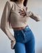 Однотонний стильний ангоровий топ в рубчик на трикотажній основі жіночий бежевого кольору 8870 фото 9 — Beauty&Fashion