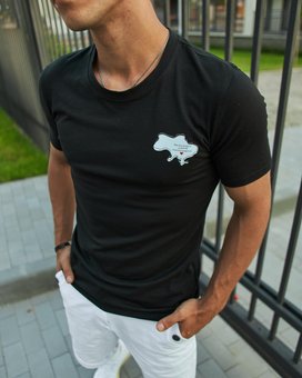 Мужская патриотическая однотонная футболка "603,548" (Черный) фото — Beauty&Fashion