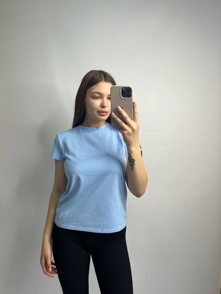 Женская удлиненная однотонная оверсайз футболка (Голубой) фото — Beauty&Fashion
