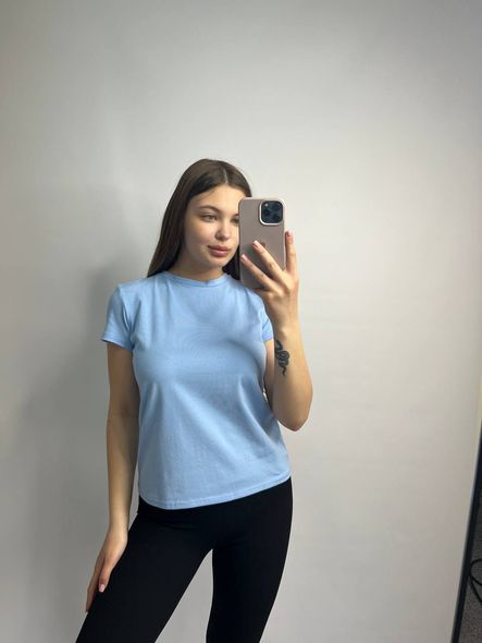 Женская удлиненная однотонная оверсайз футболка (Голубой) фото — Beauty&Fashion