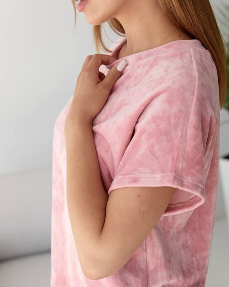 Жіночий м'якенький комплект піжами трійки з плюшевого велюру (Світлий пресик) фото — Beauty&Fashion