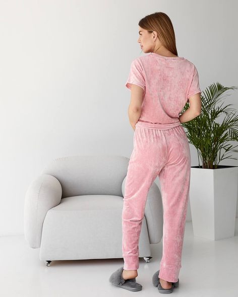 Мягкий женский комплект пижамы тройки из плюшевого велюра (Светлый персик) фото — Beauty&Fashion