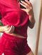 Женская удобная и стильная пижама двойка из велюра (Футболка + шорты) (Вишневый) 006/21.36 фото 4 — Beauty&Fashion