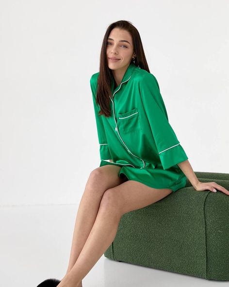 Женская невероятная удлиненная ночная рубашка для сна (Зеленый) фото — Beauty&Fashion