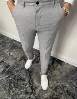 Мужские стильные и классические зауженные однотонные брюки (Серый) фото — Beauty&Fashion