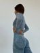 Однотонный фитнес костюм лосины пуш ап+топ женский голубого цвета FS1714 фото 5 — Beauty&Fashion