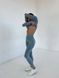 Однотонный фитнес костюм лосины пуш ап+топ женский голубого цвета FS1714 фото 3 — Beauty&Fashion