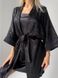Домашній шовковий стильний комплекти (халат+сорочка) жіночий чорного кольору 1008 фото 1 — Beauty&Fashion