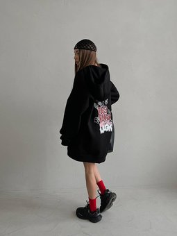 Удлиненный однотонный флисовый худой женский черного цвета фото — Beauty&Fashion