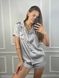 Женская однотонная шелковая пижама двойка (рубашка с коротким рукавом+шорты) (Серебряный) 014/21.70 фото 1 — Beauty&Fashion