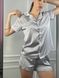 Женская однотонная шелковая пижама двойка (рубашка с коротким рукавом+шорты) (Серебряный) 014/21.70 фото 2 — Beauty&Fashion