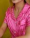 Женская полосатая сатиновая пижама двойка (рубашка+шорты) (Малиновый) 052/21 фото 6 — Beauty&Fashion