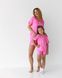 Женская полосатая сатиновая пижама двойка (рубашка+шорты) (Малиновый) 052/21 фото 7 — Beauty&Fashion