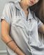 Женская однотонная шелковая пижама двойка (рубашка с коротким рукавом+шорты) (Серебряный) 014/21.70 фото 4 — Beauty&Fashion
