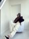 Котоновые однотонные брюки карго женские молочного цвета S1517/108 фото 6 — Beauty&Fashion