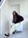 Котоновые однотонные брюки карго женские молочного цвета S1517/108 фото 5 — Beauty&Fashion