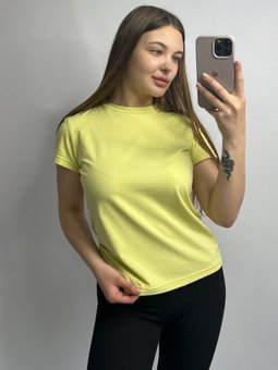 Жіноча однотонна подовжена оверсайз футболка (Лимонний) фото — Beauty&Fashion