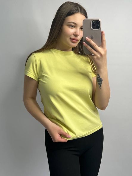 Женская удлиненная однотонная оверсайз футболка (Лимонный) фото — Beauty&Fashion