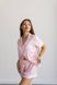 Жіноча смугаста сатинова піжама двійка (сорочка+шорти) (Рожевий) 052/21.6 фото 2 — Beauty&Fashion