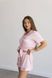 Женская полосатая сатиновая пижама двойка (рубашка+шорты) (Розовый) 052/21.4 фото 4 — Beauty&Fashion
