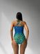 Сплошной леопардовый купальник с завязками женский сине-бежевого цвета 2782 фото 7 — Beauty&Fashion