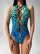 Суцільний купальник леопардовий з зав'язками жіночий синьо-бежевого кольору 2782 фото 5 — Beauty&Fashion