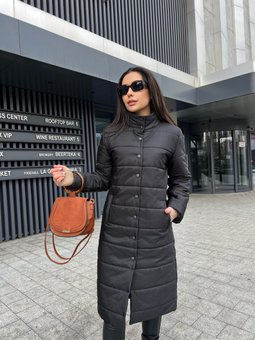 Женская стильная однотонная удлиненная куртка (Черный) фото — Beauty&Fashion