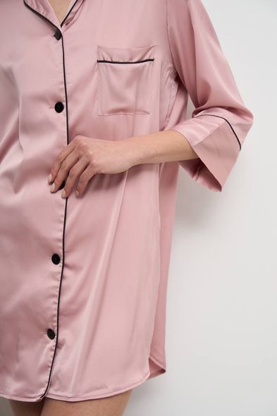 Жіноча неймовірна нічна подовжена сорочка для сну (Пудровий) фото — Beauty&Fashion