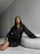 Шовкова однотонна домашня сорока вільного крою жіноча чорного кольору 1105 фото 4 — Beauty&Fashion