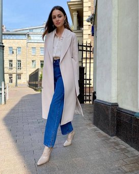 Женское универсальное однотонное пальто с поясом (Кемель) фото — Beauty&Fashion