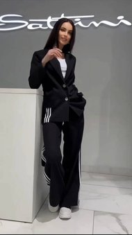 Костюмный стильный костюм (пиджак+брюки) женский черного цвета фото — Beauty&Fashion