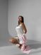 Стильний домашній шовковий комплект (халат+сорочка) жіночий біло-рожевого кольору 1149 фото 7 — Beauty&Fashion