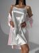 Стильный домашний шелковый комплект (халат+рубашка) женский бело-розового цвета 1149 фото 3 — Beauty&Fashion