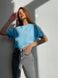 Однотонна вільного крою футболка жіноча блакитного кольору G788/8890 фото 5 — Beauty&Fashion
