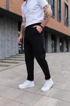 Чоловічі стильні клачисні штани чорний фото — Beauty&Fashion